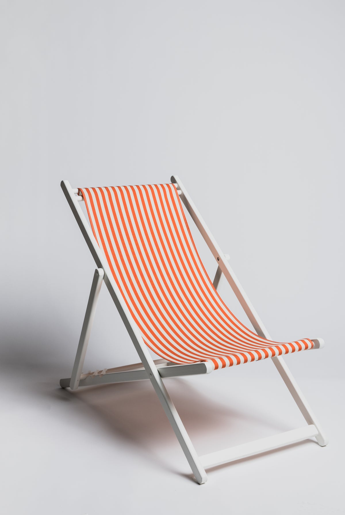 Sun chair - Stripe Mandarine with White Structure - Cigale & Fourmi