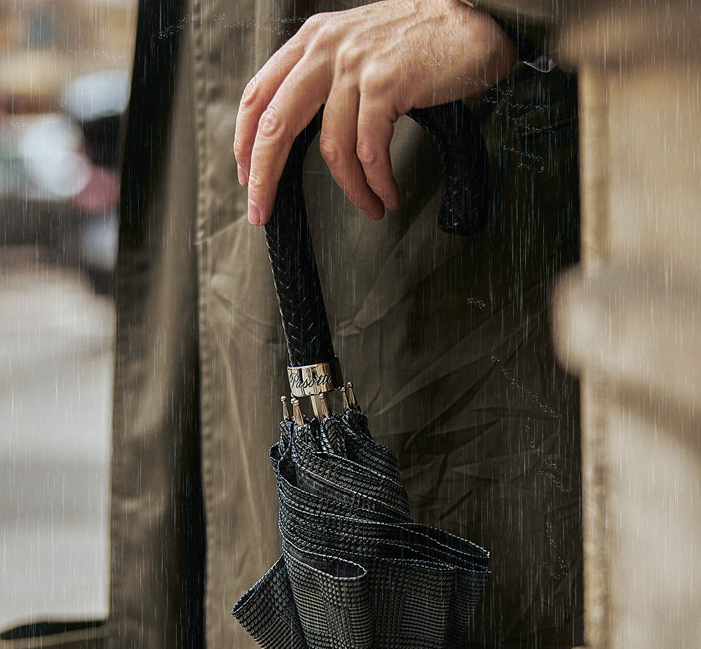 Umbrella - Milford with braided leather handle - Cigale &  Fourmi
