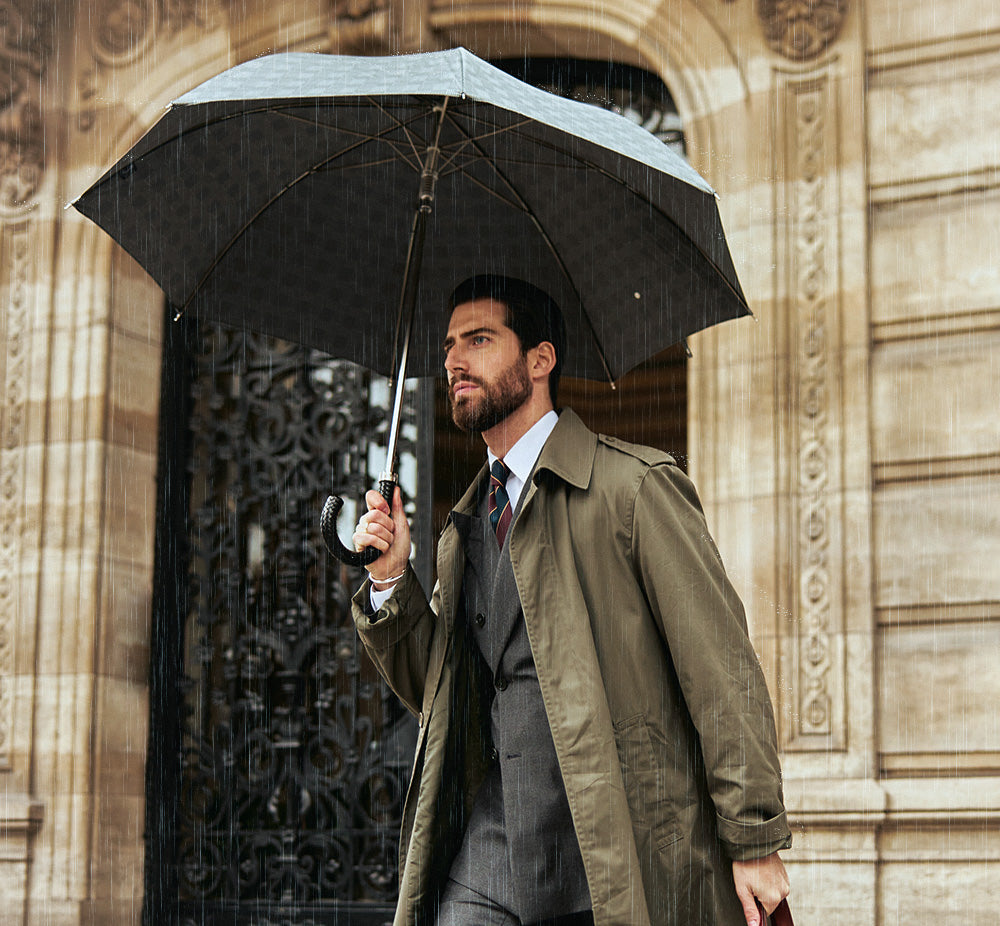 Umbrella - Milford with braided leather handle - Cigale &  Fourmi