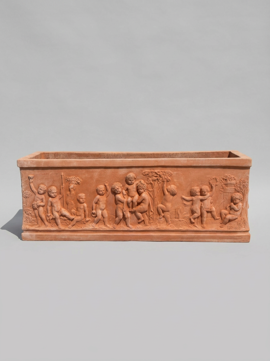 Cassetta Pot - Putti Terracotta L48