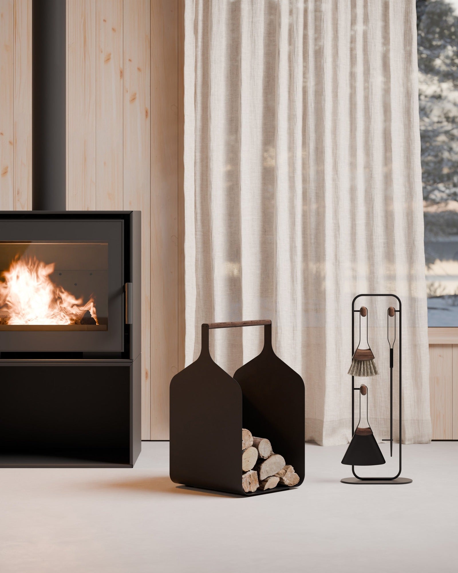 Fumi Log Holder - Noir — Eldvarm