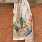 Kitchen Towel - Rooster Marrone - Blue edge — Tessitura Toscana Telerie