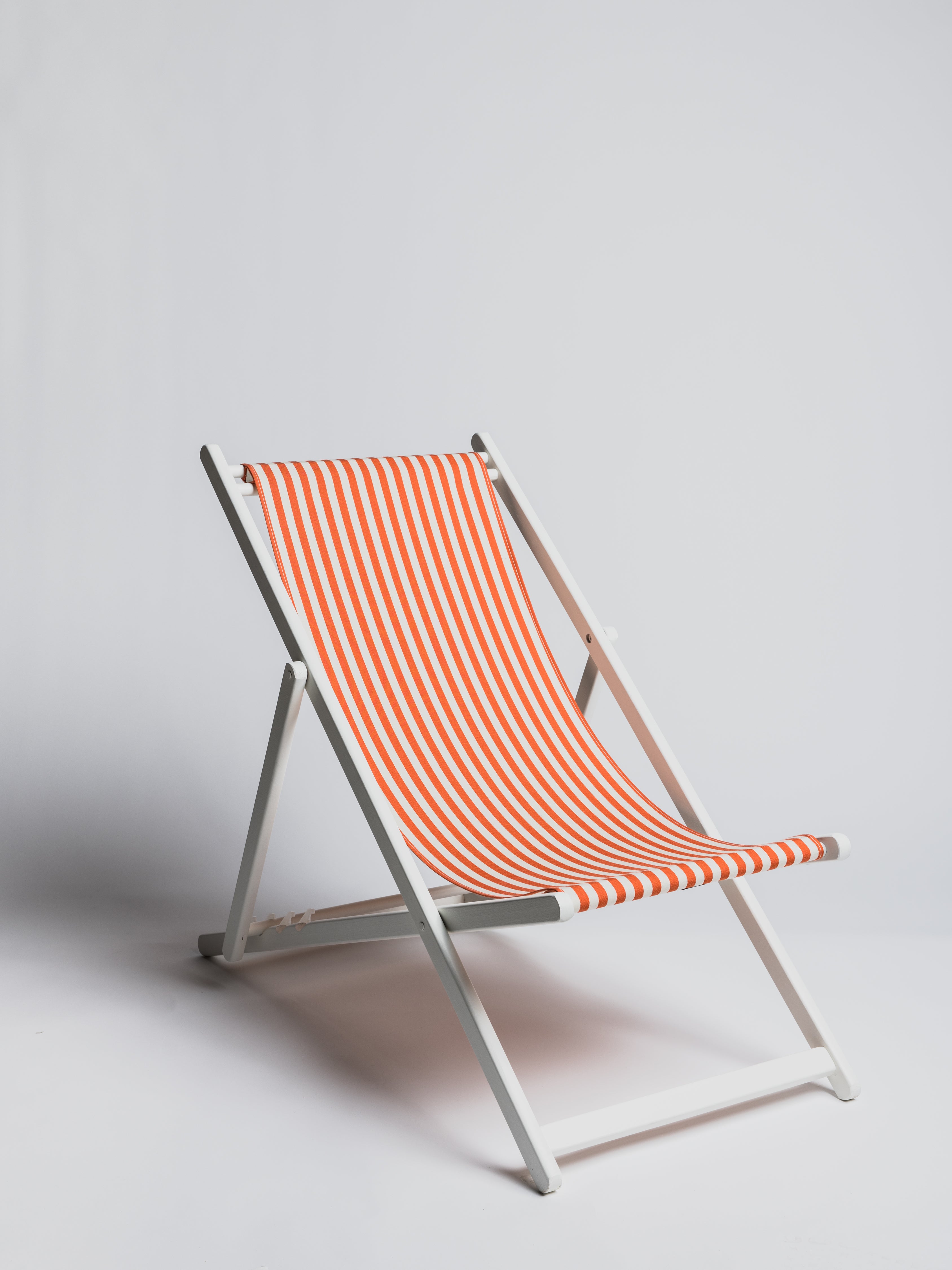 Sun chair - Stripe Mandarine with White Structure - Cigale &  Fourmi